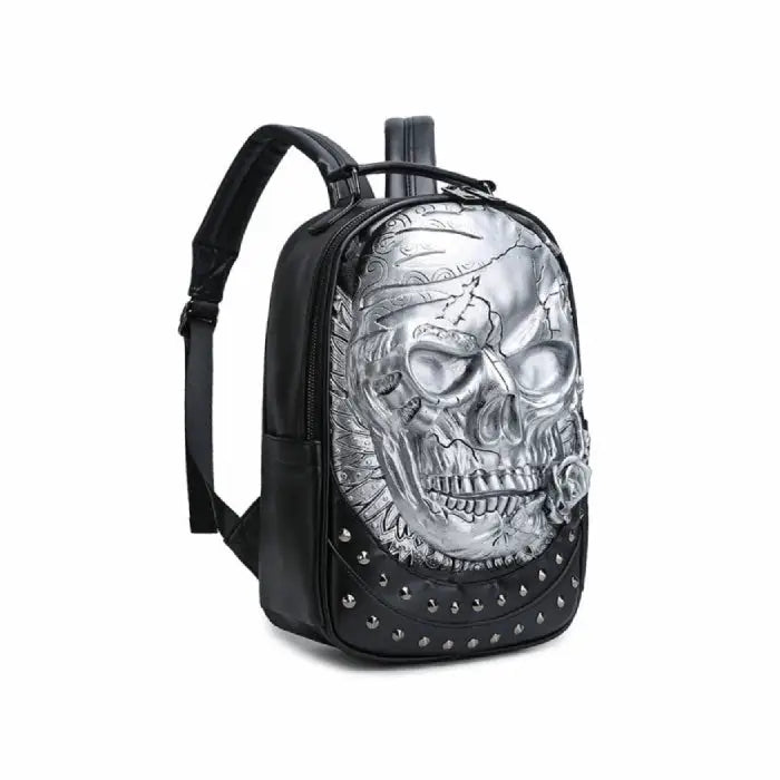 3D Embossed Skull with Rose PU Leather Backpack - Accesories