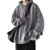 Zen Minimalist Pocket Long Sleeve Hooded Cotton Vest - Front View | Urban Wear Outsiders