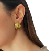 Pendientes de botón irregulares con forma de espiral de acero inoxidable con forma de hoja y corazón