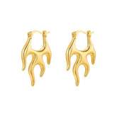 Pendientes de aro irregulares de acero inoxidable con diseño estético y efecto fuego