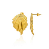 Pendientes de botón irregulares con forma de espiral de acero inoxidable con forma de hoja y corazón