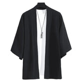 Harajuku Japandi Kimono Haori Noragi Linen Cotton Kimono Jacket (Shirt) V20 - Front View | Urban Wear Outsiders