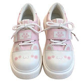 Cute Kawaii Platform Sneaker Pink White Paw Print