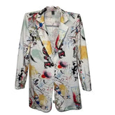 Abstract Art Print Long Sleeve Lapel Blazer