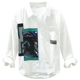 Abstract Pattern Print Shirt for Men and Women White / M