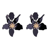 Acrylic Long Flower Earrings for Women Black / One Size