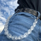 Acrylic Transparent Waist Chain with Zinc Alloy Links White