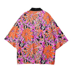 Aesthetic Flowers Japanese Style Kimono - Orange / S