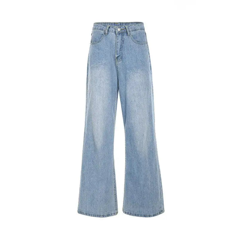 Aesthetic High Waisted Jeans Pants - Light Blue / S