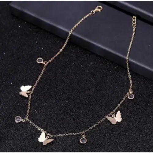 Aesthetic Metallic Butterflies Necklaces - Brown - Necklace