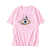 Aesthetic Round Neck Eye T Shirt for Men and Women Pink / M