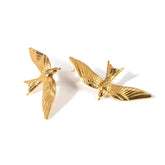 Aesthetic Stainless Steel Bird Shaped Stud Earring Gold