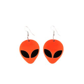 Alien Acrylic Drop Dangle Earrings Neon Spaceship Design