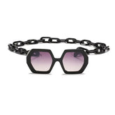 Alloy Polygonal Chain Sunglasses UV400 Gradient Lenses