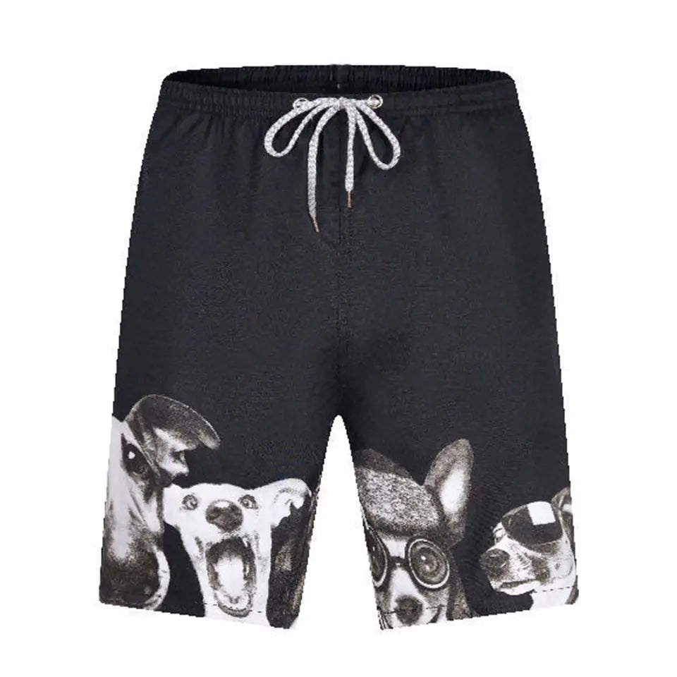 Animal Printed Waterproof Beach Shorts - Dogs / L