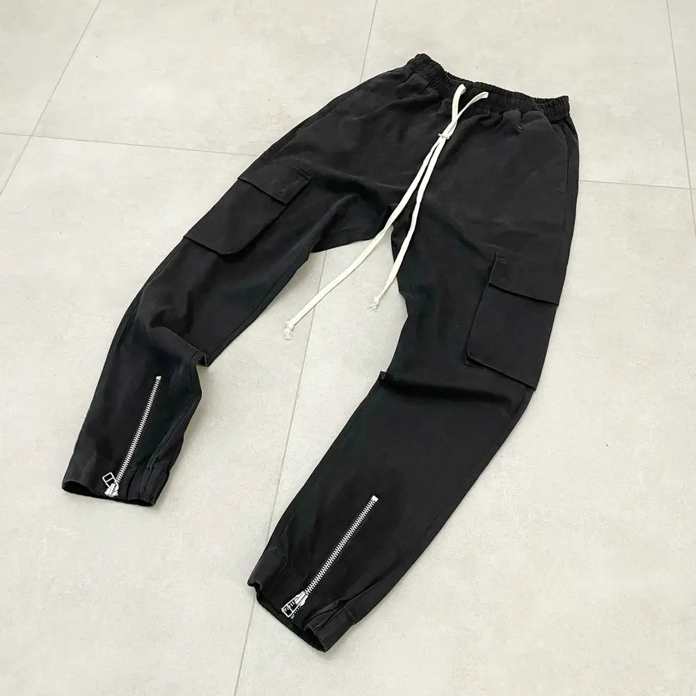 Ankle-Zip Cargo Pants - Black / S