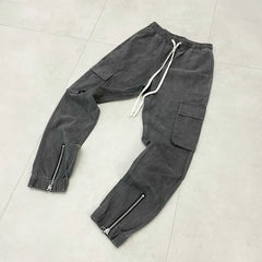 Ankle-Zip Cargo Pants - Dark-Gray / M