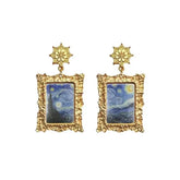 Antique Plated World Paintings Drop Earrings The Starry