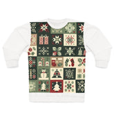 Area Christmas Sweatshirt with Festive Pattern Squares XS