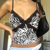 Backless Y2K Crop Tank Top for Women Animal Print / S