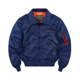 Baseball Collar Loose Bomber Jacket for Men Blue / M