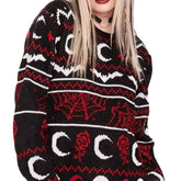 Bats, Moons and Skulls Oversize Knitted Sweater