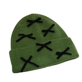 Beanie Hat Gloves Set with Bow Detail