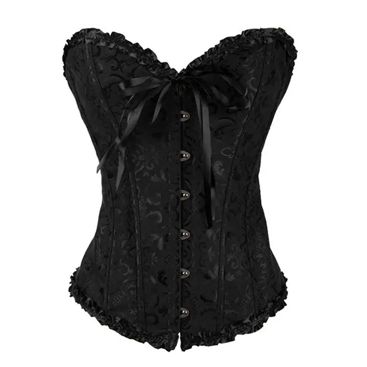 Belly Lace Up Bridal Corset - black / S