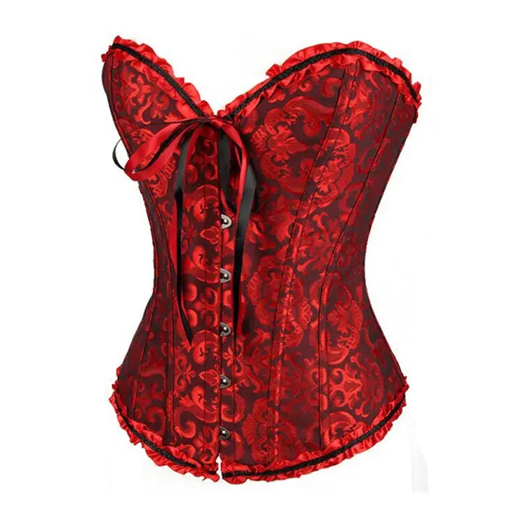 Belly Lace Up Bridal Corset - Burgundy / S