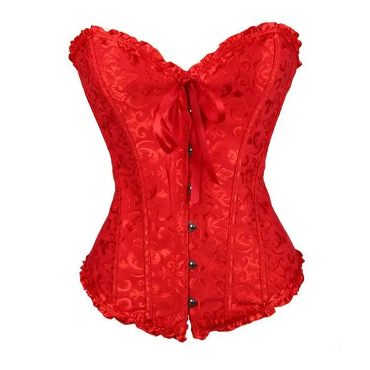 Belly Lace Up Bridal Corset - Red / S