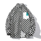 Black and White Check Oversized Long Sleeve Shirt
