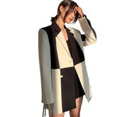Black And White Long Sleeve Asymmetrical Blazer