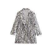Black and White pattern Rollable Three-quarter Sleeve Blazer