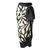 Black And White Printed High Waist Off Shoulder Bikini