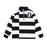 Black and White Striped Polo Shirt for Men