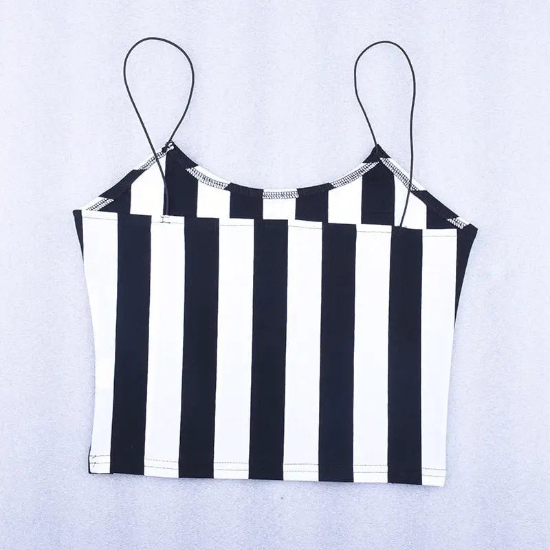 Black And White Stripes Tim Burton Sleeveless Crop-Top
