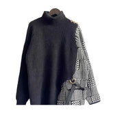 Black and White Two-Piece Plaid Knitted Sweater