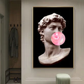 Black Background Vaporwave Sculpture of David Canvas Art