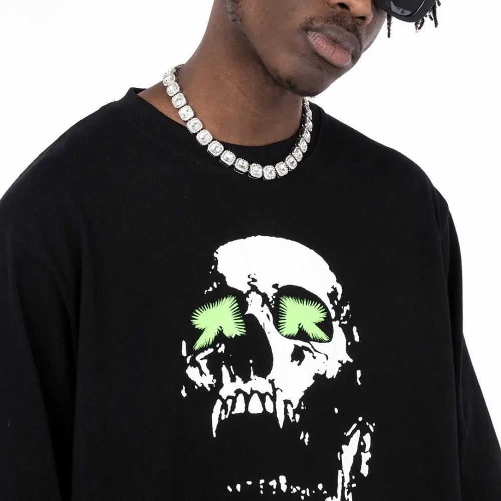 Black Bones Skull Overzise Sweatshirt - Sweatshirts