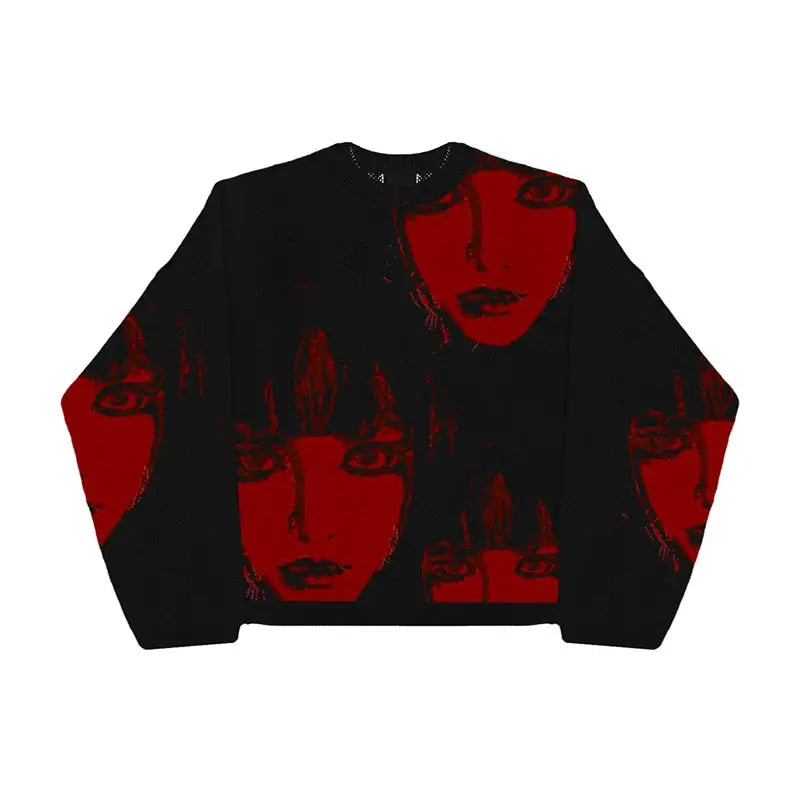 Black Goth Knitted Sweater - M