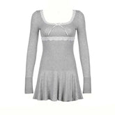 Black Lace Long Sleeve Bodycon Mini Dress