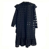 Black Plaid Long Sleeve See Through Dress / S