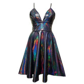 Black Rainbow Holographic Cocktail Dress