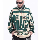 Black Work Long Sleeve Loose Polo