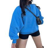 Block Color Bat Sleeve Oversize Sweatshirt