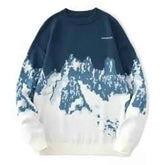 Blue Long Sleeve Sweater with Deer Waves