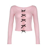 Bow Knitted Slim-fit Knitwear Crochet Sweater