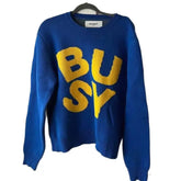 Busy Loose Knit Oversized Sweater for Women Blue / S