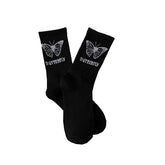 Butterfly Cotton Socks Black and White Design / One Size
