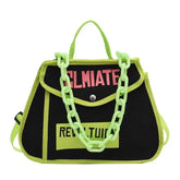 Canvas Handbag Climate Revolution Chain Small Bag Black